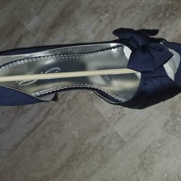 Dyeable  Marine Blue Satin Platform Peep Toe - Picture 2 of 3
